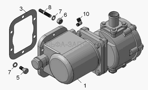 5511-4202001-30 Установка коробки отбора мощности с насосом  